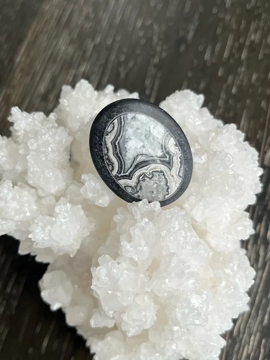 Designer Black & White Crazy Lace Agate Inlay Cabochon - Picture 3 of 4